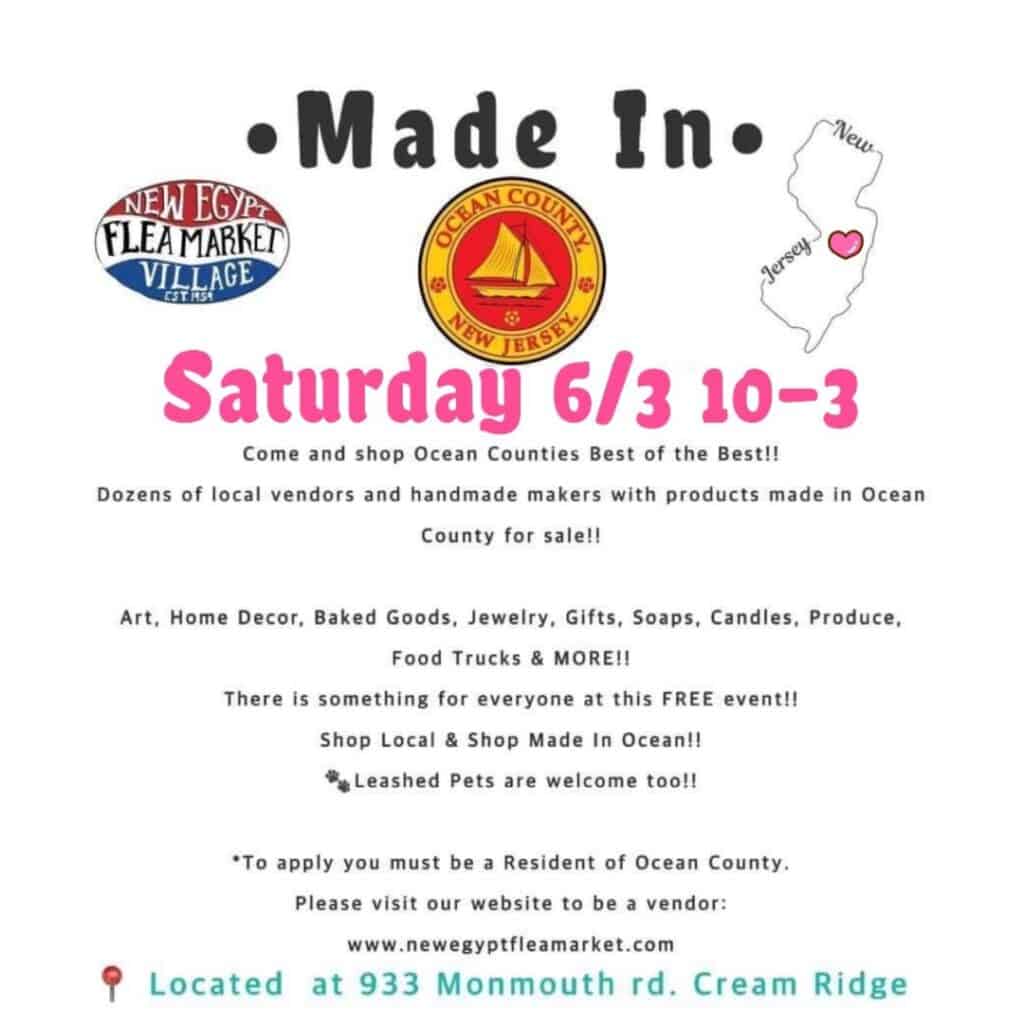 Made in Ocean County event- New Egypt Flea Market, NJ